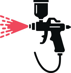 Naklejka premium sprayer paint spray gun vector icon with hose nozzle trigger red spray
