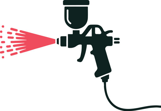 sprayer paint gun vector illustration nozzle hose trigger red droplets