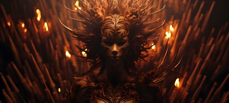 Lady demon matchstick carving,generative AI