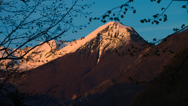 Julian Alps spring Sunset Panorama