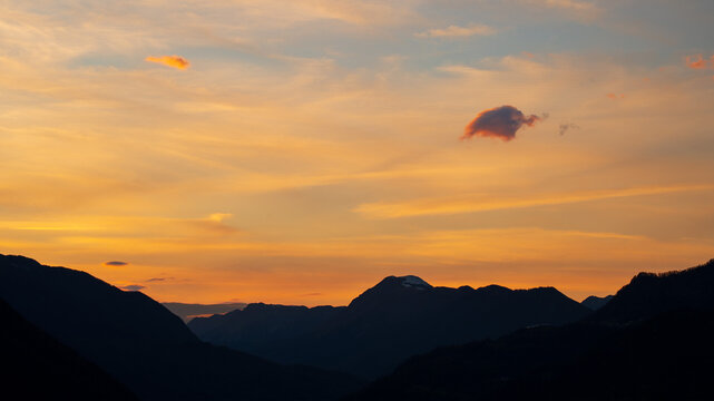 Julian Alps spring Sunset Panorama