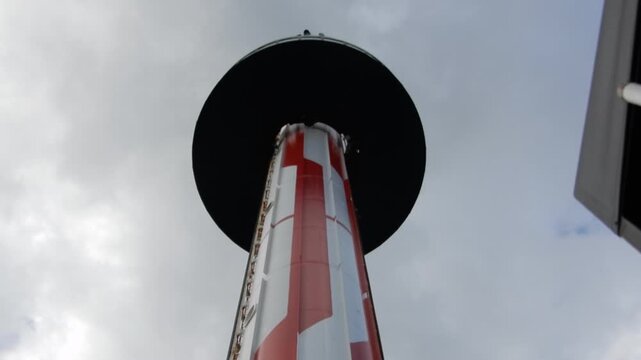 Rollercoaster Drop Ride Going up Into the Sky at an Amusement Park