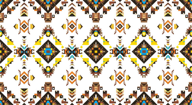 Colorful Native American Tribal Pattern Seamless Background