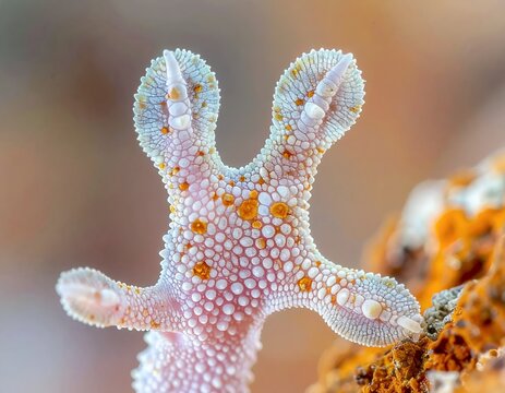 Close-up of a geckos footpad showing intricate details and texture.