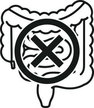 Human large intestine with banned food items, digestive system health, dietary restrictions, gut health