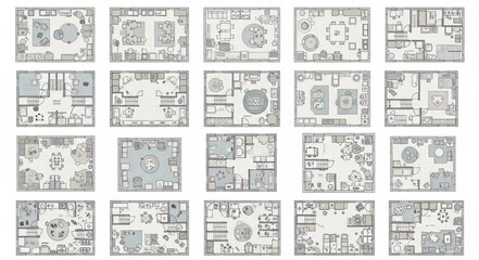 Obraz premium Collection of Architectural Floor Plans and Interior Designs.