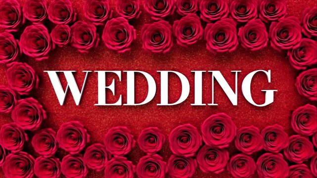 Romantic typography background with glowing red rose vine.