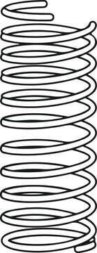 Spiral metal spring illustration showing flexible compression coil component for mechanical engineering and physics