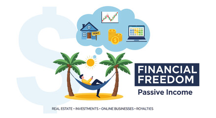 Obraz premium Financial Freedom: Passive Income, Investments, Real Estate, Online Business