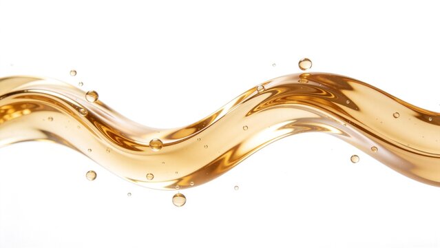 Golden liquid wave with bubbles