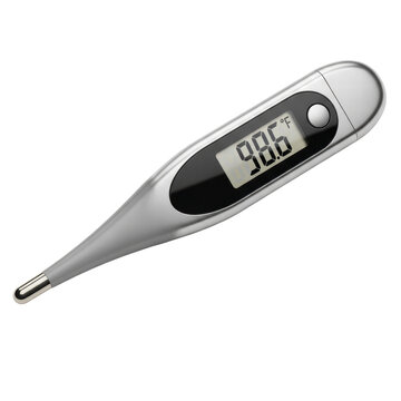 Digital thermometer showing normal body temperature