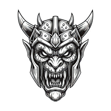 Horned Demon Creature Digital Illustration