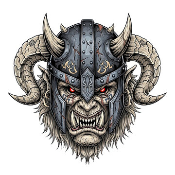 Horned Demon Creature Digital Illustration