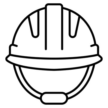 Safety hard hat construction helmet line art icon