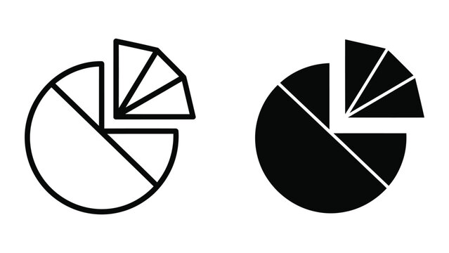 Geometric pie charts divided into contrasting segments with varying angles