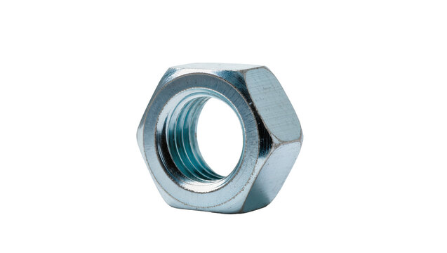 Silver Hexagonal Metal Nut Close-Up Detail