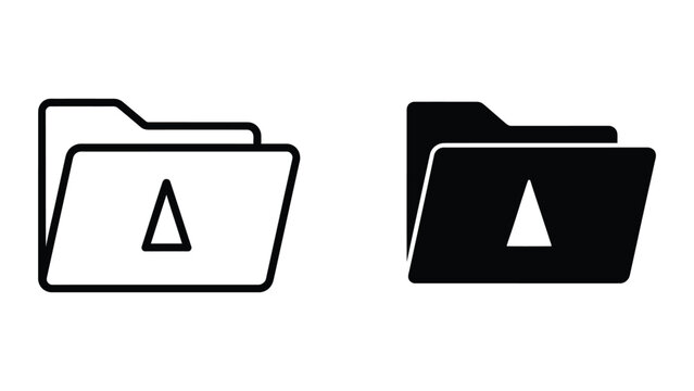 Contrast between open and closed folder icons with triangle symbols inside