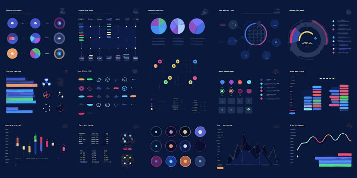 Complex data visualization dashboard with charts graphs and key performance indicators