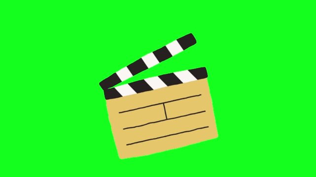 Animated clapper board on green screen for film and video production