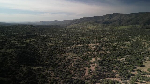 Wide aerial landscape of Gila National Forest near Reserve New Mexico in spring