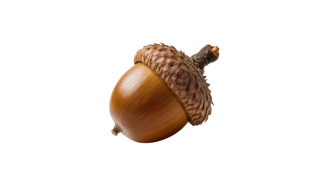Brown textured acorn with cap and stem