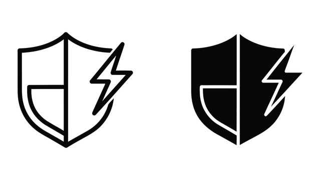 Dual shield logos featuring lightning bolts and a circular emblem inside