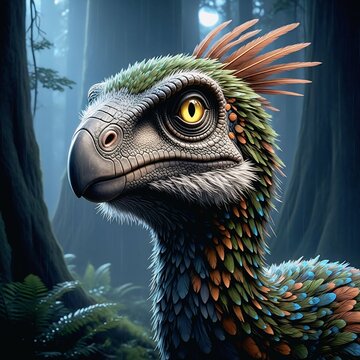 Troodon Bird-like Dinosaur in Forest