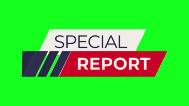 Breaking news special report graphic on green screen background
