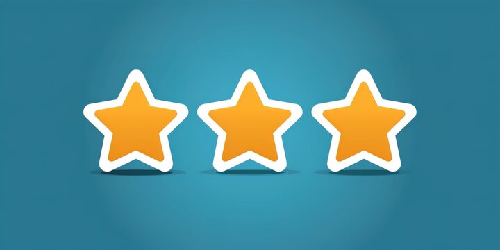 Three Yellow Stars with White Outline on Blue Background