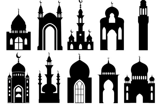 Collection of Black Silhouette Islamic Architecture