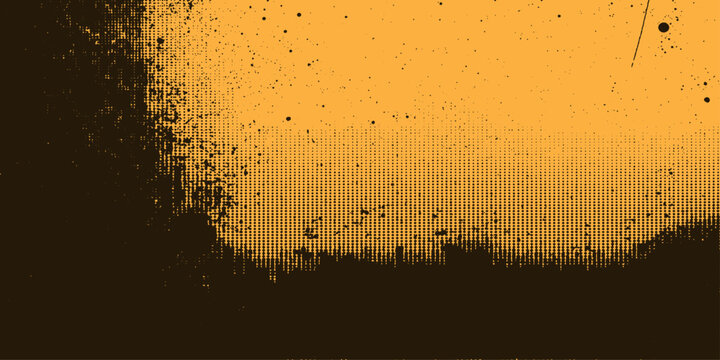 Abstract grunge texture background featuring a macro design of gold liquid bubbles and orange alcohol drops on a cold glass backdrop