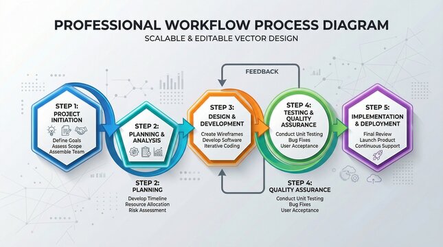Professional workflow, process diagram, scalable vector, business concept