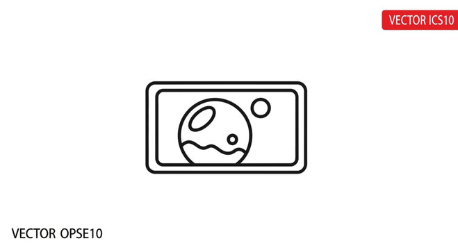 Simple Line Icon of a Washing Machine Drum with Clothes
