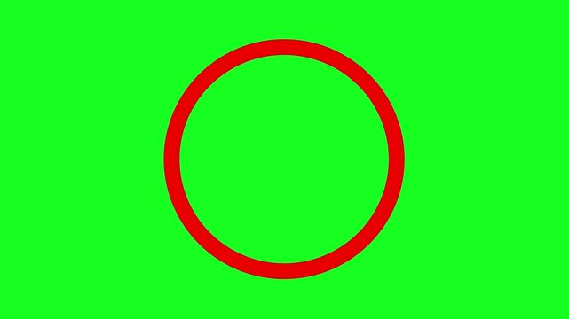 A red stop sign icon. A red circle represents a prohibition. Animation of a red prohibition sign symbol on a green screen.