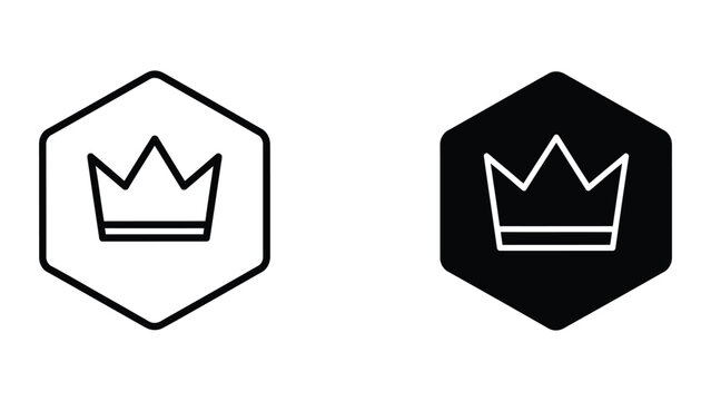 Contrast between white and black crown icons within hexagonal frames