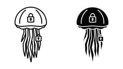 Secure jellyfish icons representing locked data or privacy protection concepts © Jahidul