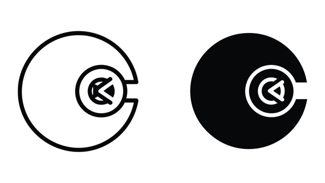 Contrast comparison of circular arrow icons with play/pause functionality