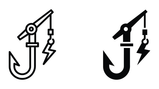 Comparison of crane hook mechanisms with electrical symbol for power