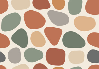 Fototapeta premium Minimal abstract seamless pattern with organic shapes in earthy tones