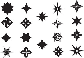 Obraz premium Large Collection of Diverse Geometric Star and Sparkle Silhouettes