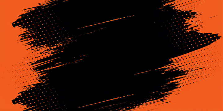 Abstract grunge background vector illustration featuring a bright orange fire explosion with hot glowing energy textures and a red flame pattern on black technology wallpaper
