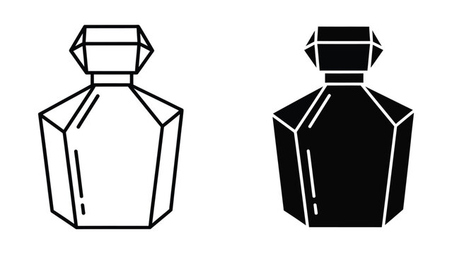 Contrasting perfume bottles with different color schemes and similar shapes.