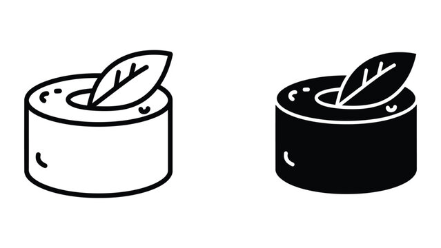Two containers with herbs and leaves on top depicted in contrasting styles