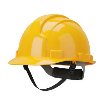 Bright yellow safety hard hat designed for construction site protection and worker safety.