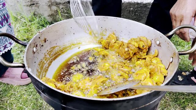 Cooking Onion & Potato Pakora