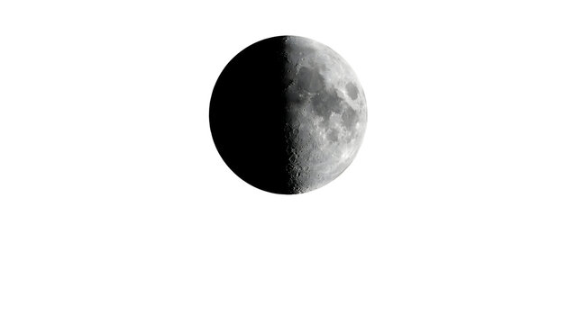 Half moon isolated on transparent background in space