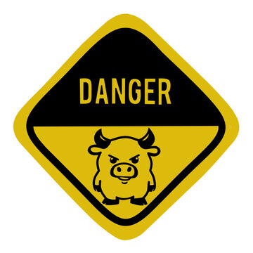 Toro bravo peligroso cartoon.