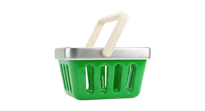 Green Shopping Basket with Cream Handle