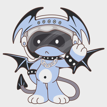 Cartoon alien demon. Funny character. Cartoon character design.
