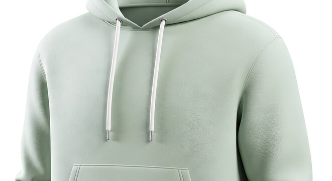 Mint Green Faux Leather Hoodie with White Drawstrings